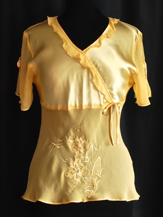 Vivaseta Tops - Vivaseta Silk Top With Embroidery On Silk Chiffon